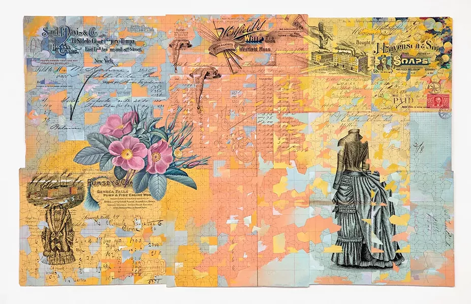 untitled, Doug Navarra, gouache, pencil, and ink on vintage papers.