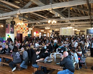 The crowded taproom at Newburgh Brewing Co.