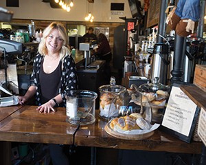 Owner Erin Intonti behind the bar at Underground Coffee & Ales in Highland. Underground is minutes away from the Walkway Over the Hudson and the Hudson Valley Rail Trail, which bring streams of cyclists to the spot in warmer weather.