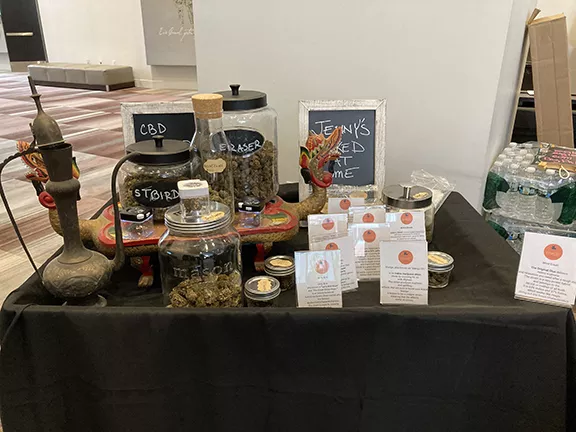 A selection of CBD-infused products at Jenny’s Baked at Home booth. - NOLAN THORNTON