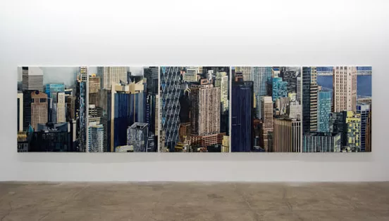 Amy Park, "1200' #1-5", Installation View, 2014, watercolor on paper, 60" x 240"