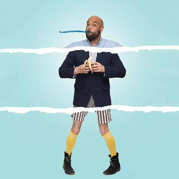 A mashup of the cast of "Twelfth Night" with David Ryan Smith as Duke Orsino, performing as part of the Hudson Valley Shakespeare Festival