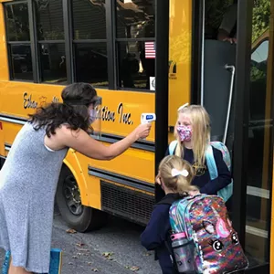 Temperature checks on the first day of school