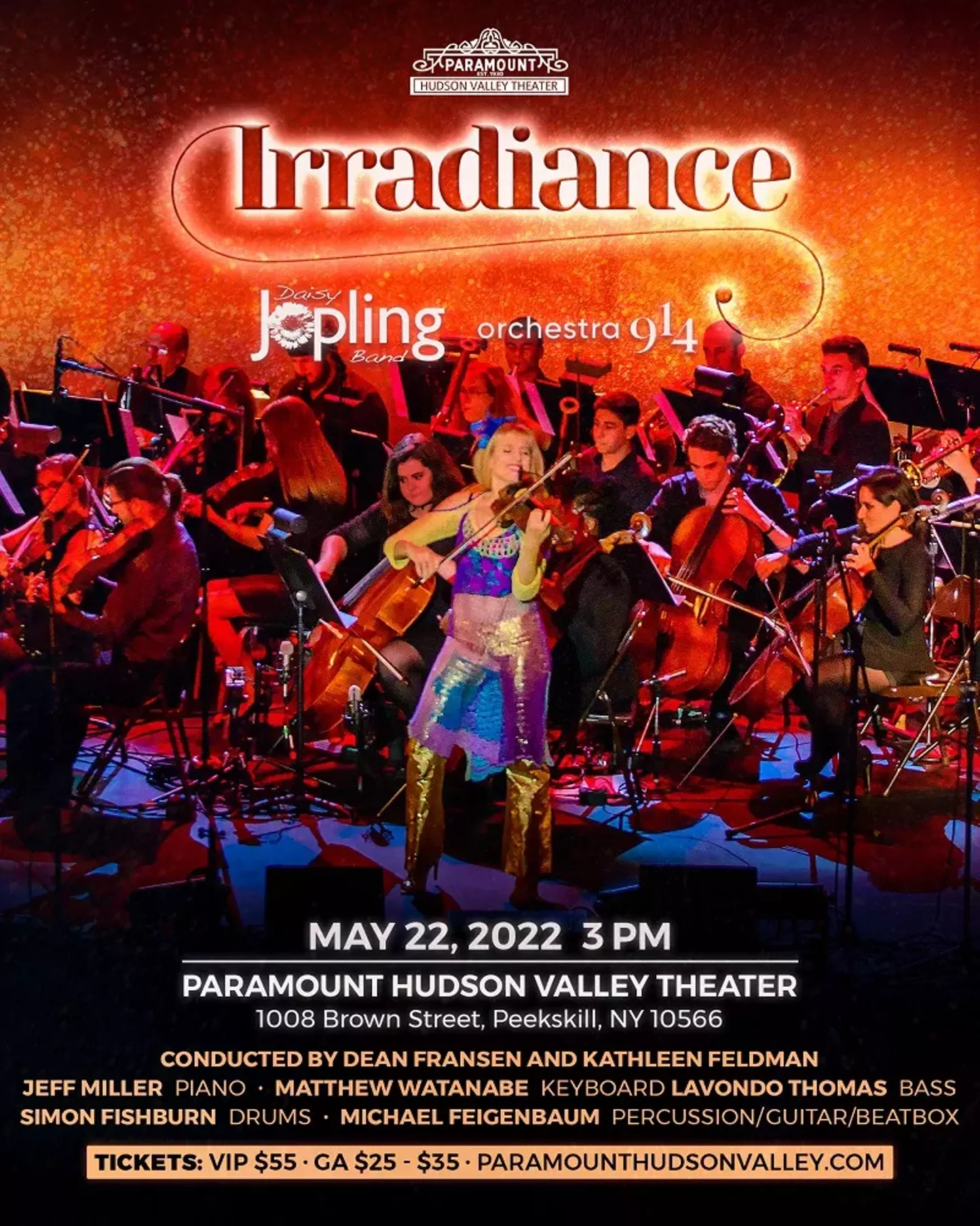 "Irradiance" featuring the Daisy Jopling Band, Orchestra 914 & students | Paramount Hudson Valley Theater | Music - Vimarsana News