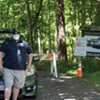 A Marbletown municipal employee guards the entrance to a path running along High Falls on July 5. Marbletown began posting a guard here after 18-yearold Chris Bamba drowned at High Falls on June 23. A Marbletown municipal employee guards the entrance to a path running along High Falls on July 5. Marbletown began posting a guard here after 18-yearold Chris Bamba drowned at High Falls on June 23.