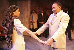 A shout-out to Malcolm: Saidah Mitchell and Abdullah Bey in Julius X.
