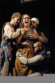 Aldonza (Rachel Warren) brings back that lovin' feelin' for a gang of muleteers.