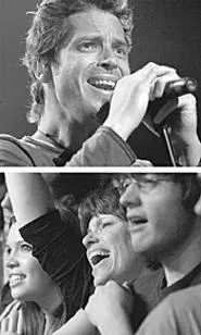 Audioslave's Chris Cornell (top) and cheering fans, at - the Agora, April 24. - WALTER NOVAK