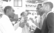 Chestnut's toasting: Jackson (left) raises a glass with - the boys.
