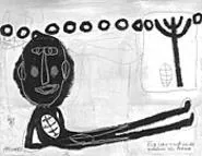 "Eve Wasn't Prettier Than Adam," oil stick, pencil, and - acrylic on paper.