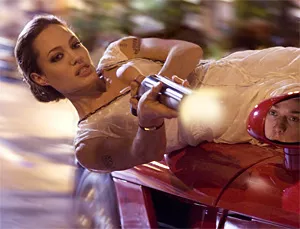 Fraternity boy's dream: Angelina Jolie blows 'em away.