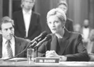 In this corner: Joan Allen is a rock sinking in a cesspool.