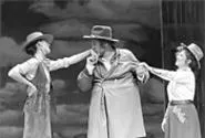 Jay O. Sanders's Falstaff vies for the wives (Sara Gettelfinger, left, and - Allison Briner).