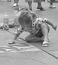 Making temporary art at the Chalk Festival Workshop.