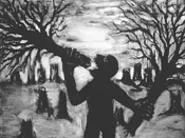 "Man Eating Trees," by John Sokol, mixed media.