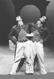 Mark Giordano (left) and Matte Osian as the intertwined Toccis.