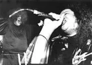 Messiah Marcolin of Candlemass belted one out at the - Odeon last Saturday. - WALTER NOVAK