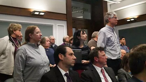 Ohio City residents stand to offer testimony. Ohio City residents stand to offer testimony.