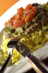 Parsley pesto is a hugely flavorful addition to Taza's juicy ahi tuna. - WALTER NOVAK