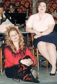 Patsy Cline (Debra Wagoner, right) shares an evening with her besotted fan (Sarah Lyon).