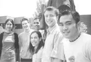 Phoenix Ho (far right) and other Medical Students - for Choice members with a statue of Hippocrates. - JACQUELINE MARINO