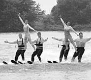 The Chippewa Lake Water Ski Show Team's human - pyramid climbs to new heights.