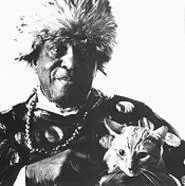 The late Sun Ra and his Mr. Bigglesworth-looking feline.
