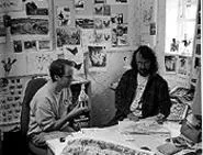 The meat of it: Nick Park (left, holding a model of Rocky the Rooster) and Peter Lord begin work on Chicken Run.