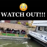 Video: CLE Tiki Barge Full of Customers Crashes Into Parked Nautica Queen