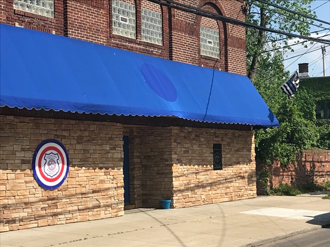 THE CPPA UNION HALL, WITH ITS BLUE LIVES MATTER FLAG