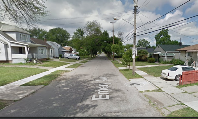THE BLOCK OF EMERY AVENUE WHERE THE SHOOTING TOOK PLACE.