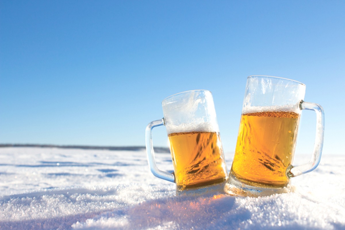 Пиво в снегу