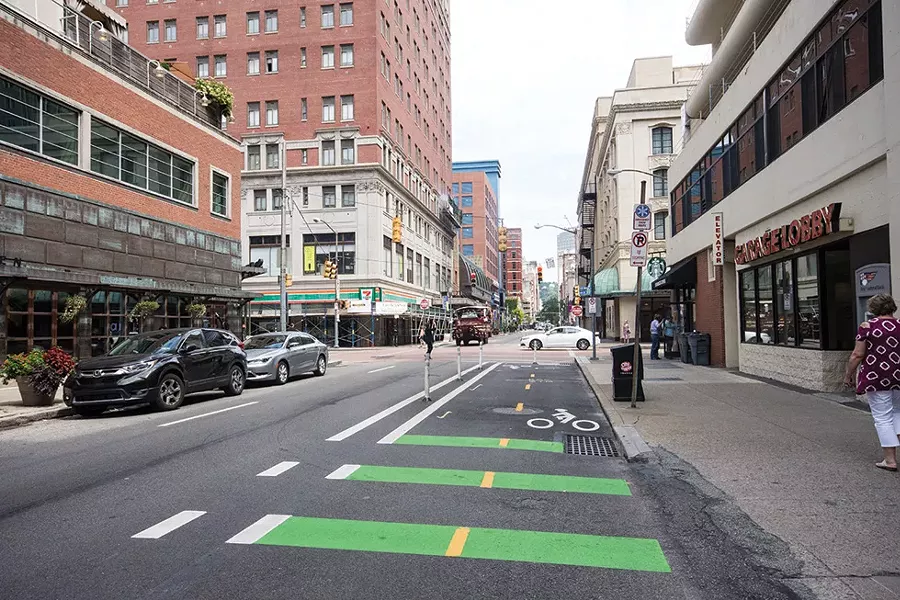 Downtown Pittsburgh Bike Lanes - PHOTO BY JAKE MYSLIWCZYK