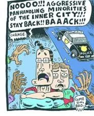 Work by Derf and other comic artists is on view at Bela - Dubby through the end of the month.