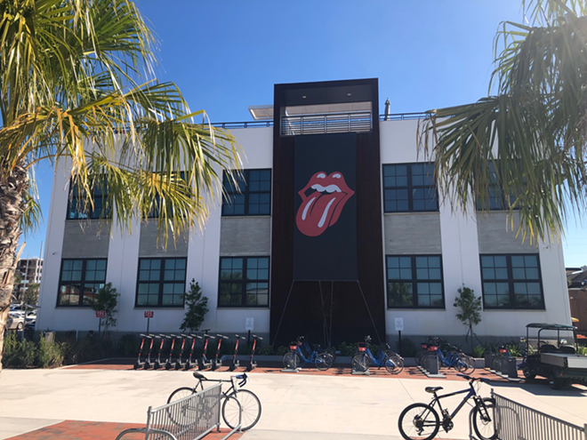 A Rolling Stones banner on the Beck building on the Tampa Riverwalk, on Feb. 3, 2020. - ARMATUREWORKS/TWITTER