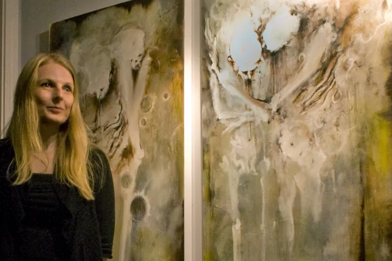 Axelle Kieffer, pictured in front of “Invitation au Voyage,” explores the beauty in the human body in her upcoming exhibition at The Butcher.