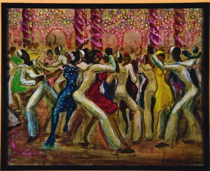 Ellis Wilson (American, 1899-1977), Shore Leave, 1943. Oil on Masonite. On loan from the Amistad Research Center, Tulane University, New Orleans.