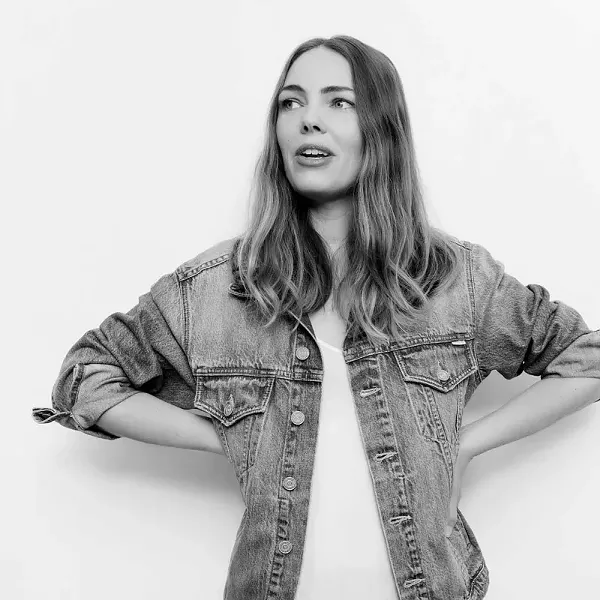 FLORENCE: ‘If you really want to wear denim to a formal event, try a tailored, dark denim overcoat cut in a feminine shape.’