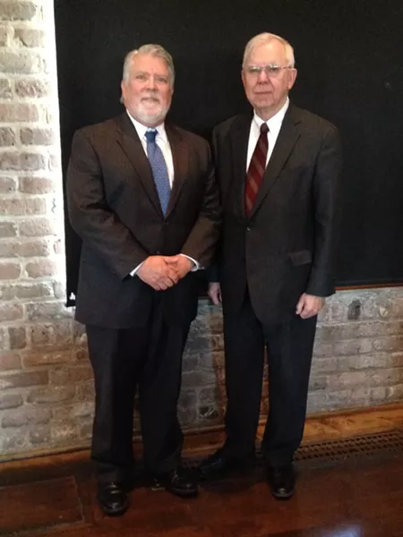Georgia Legal Services Program managing attorney Bill Broker (l.) and Georgia Supreme Court Chief Justice Hugh P. Thompson honored GLPS pro bono lawyers last Friday at the Morris Center.