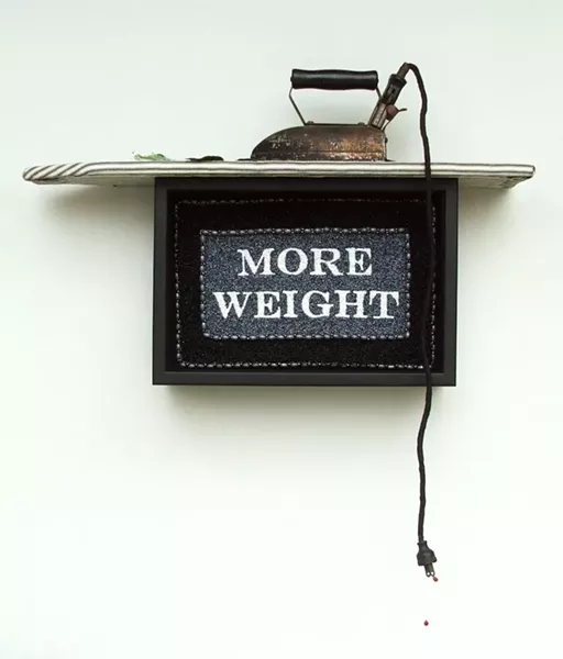 Kym Hempworth uses a variety of media and found objects for her 2012 piece ‘Pressed to Death.’