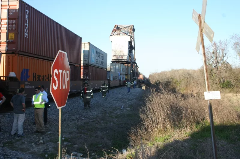 The scene immediately after the tragedy at the Doctortown Trestle which claimed the life of Sarah Jones. Photo courtesy of Wayne County Sheriff’s Department.