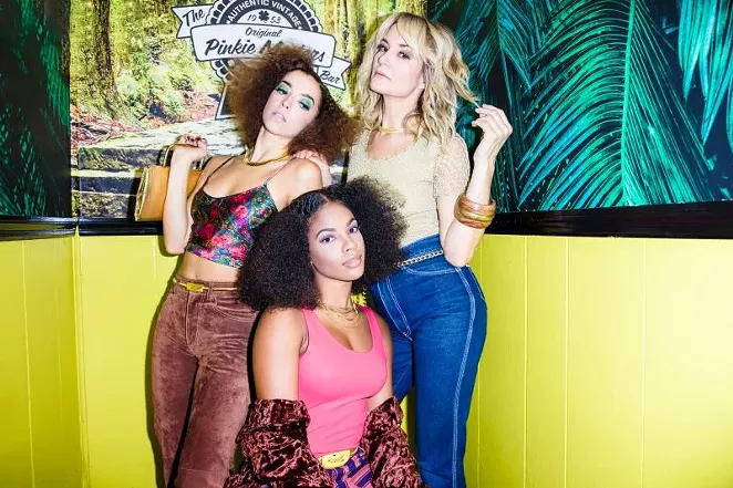 Models Lily Esh, Chloe Leonce and Erica C. Jarman pose at The Original Pinkie Masters. Styled by Jarman with House of Strut clothing. Hair by Averil Hull of JW Salon. Makeup by MELLY. Photo by Jeremiah Hull.