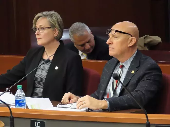 GBI Director Vic Reynolds and Connie Buck, GBI Fiscal Officer & Treasurer, testify before the Public Safety Appropriations Subcommittee