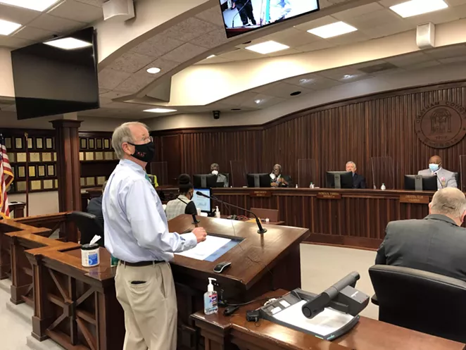 Dr. Lawton Davis, Coastal Health District health director, addresses the Chatham County Commission on Feb. 12. - NICK ROBERTSON/CONNECT SAVANNAH