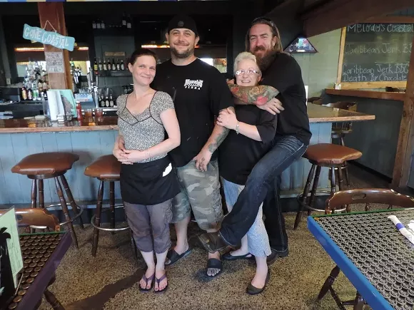 Kelli with hubby Chef/Owner Ron Lash, with his inspiration, mom Melody & best bud, Steve Matteson (bartender).