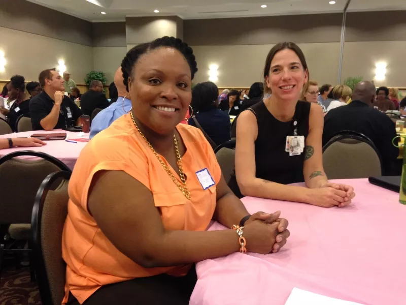 Talisha Crooks of Step Up Savannah and Jennifer Boryk Ratner of Mercer College of Medicine offered their input along with hundreds of citizens at the latest meeting of the Coastal Georgia Indicators Coalition.