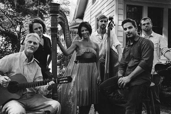 Uncommon Collective, Savannah’s latest supergroup, features harpist Kristin King, vocalists Trae Gurley and J. J. Hobbs, mandolin player Cory Chambers, guitarist Bill Smith and bass player Linus Enoksson. - OBSCURA PHOTOWORKS