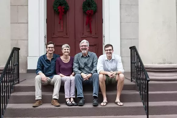 L to R: Trinity’s first family (well, technically, they’re the second to reside on Telfair Square): Coran Hendry, Ann Curry, Rev. Enoch Hendry and Walker Hendry. - PHOTO BY LYN BONHAM