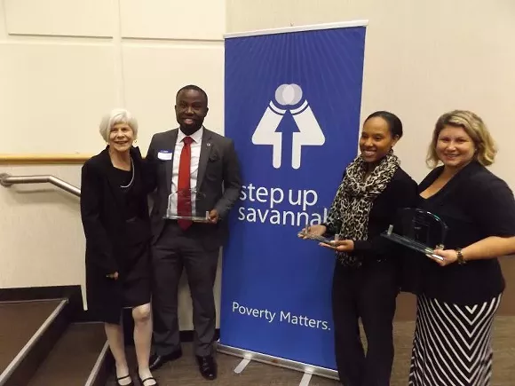 R to L: Step Up Savannah Executive Director Suzanne Donovan with last year’s award winners: Project Inspire Executive Director Rashamond Lee Torrance, Jerrica Edmonds of International Paper and Andrea Epting, founder of Heads Up Guidance Services.
