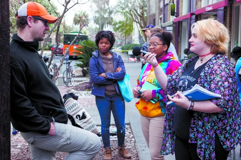 Block by Block students interviewed people in the neighborhood to learn different perspectives. - PHOTO BY WILLIAM P. GLASER